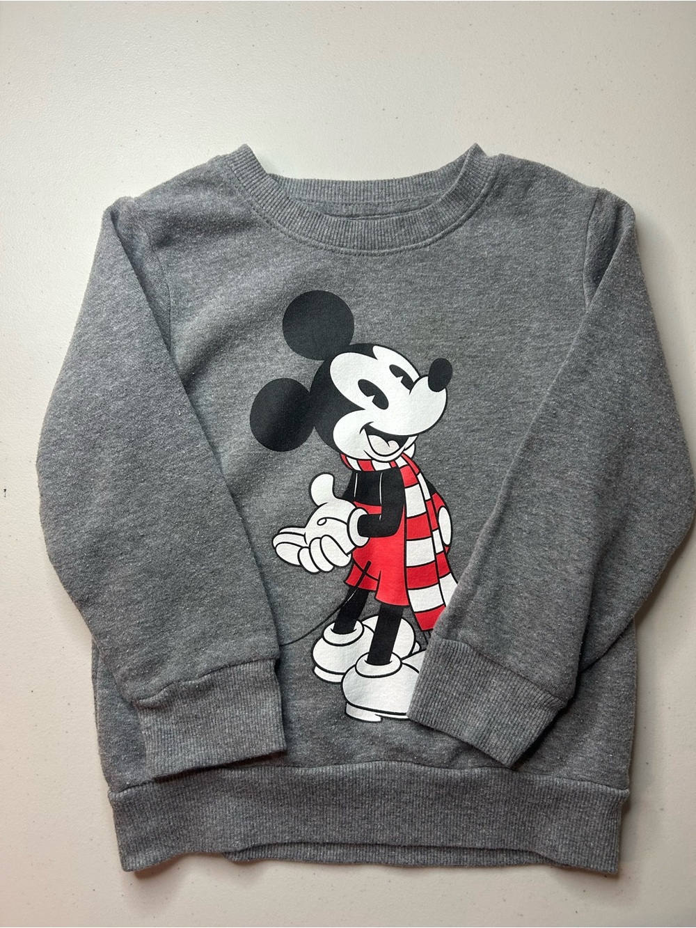 Disney Kids Grey Mickey Sweatshirt with Red Scarf